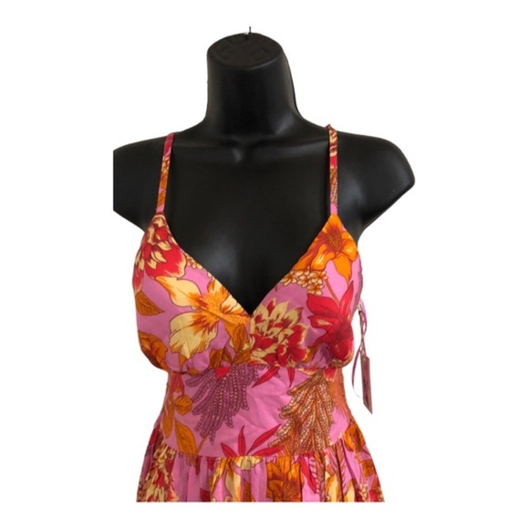 Jessica Simpson pink padded open tie back shaped waist halter maxi dress size XS - Picture 11 of 16